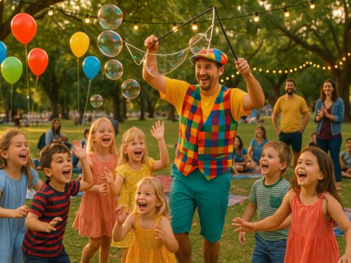 A Perth children's entertainer at a party