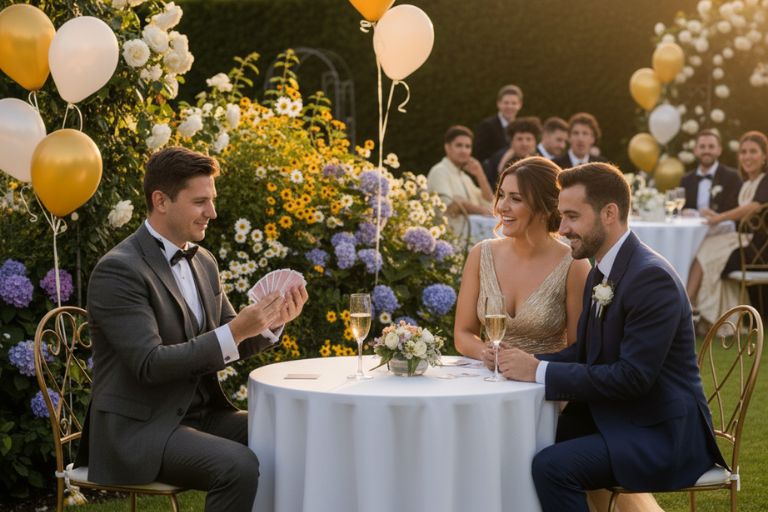 a magician performing at  a wedding