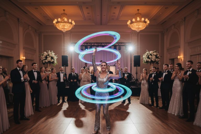 a roving entertainer at an event