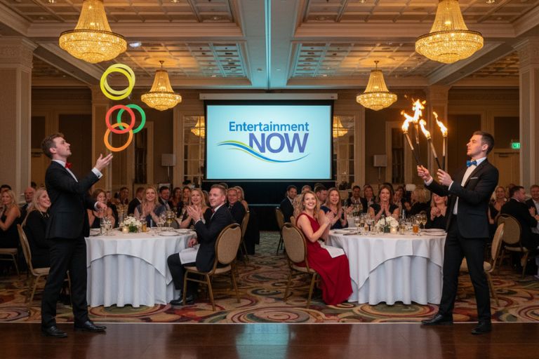 roving entertainers at a corporate event