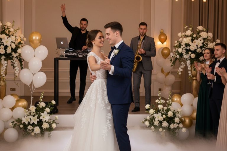 Wedding Band vs DJ; Pros, Cons, Costs & How to Decide a dj and saxophonist at a wedding event